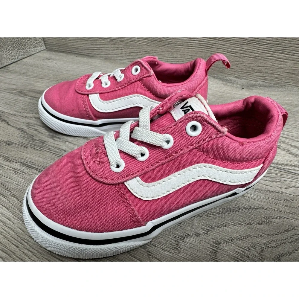 VANS Ward Canvas Lace Up Slip-on Sneakers Shoes Sepia Rose Pink Toddler Size 7